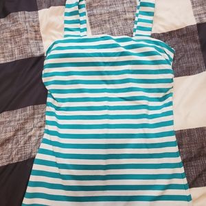 Express Teal & White Striped Tank Top - Size S